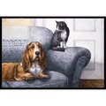 Carolines Treasures Basset Hound and Cat on Couch Indoor or Outdoor Mat- 18 x 27 BDBA0182MAT